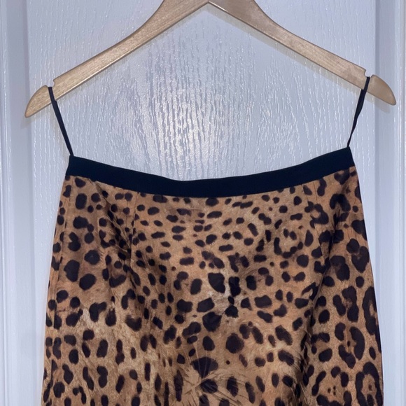 Dolce & Gabbana Silk Skirt Brown Animal Leopard Print Back Zip & Button Sz 40/4 - Picture 4 of 10